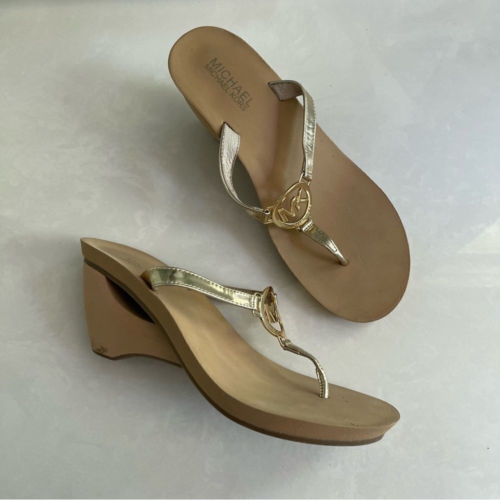 Michael Kors Metallic Gold Wedge Sandals